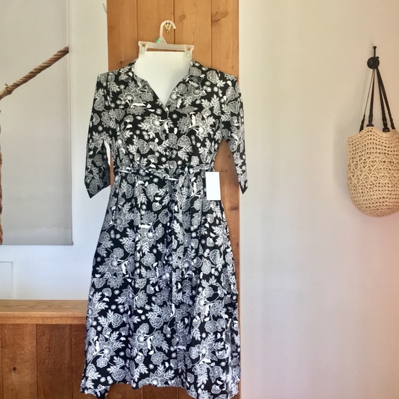NWT Print Belted Shirtdress - Picture 4 of 6
